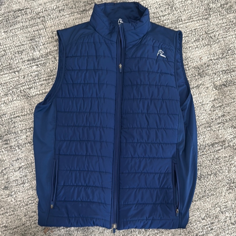 Rhoback Blue Quilted Vest with Stand-Up Collar
